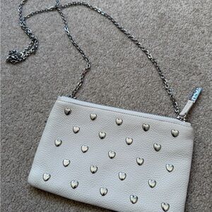 Cream Heart Stud Chain Crossbody Bag
